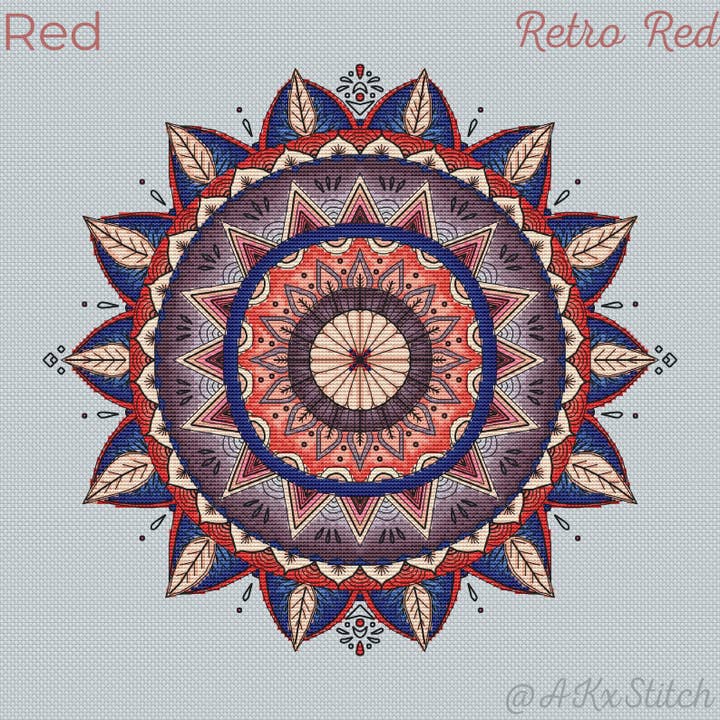 Mandala Borduurpakket „Retro Red” voor wholesale door AKxStitch
