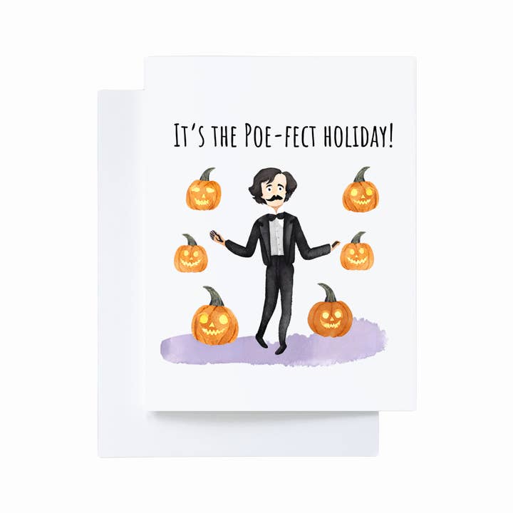 Cryptic Paper Co. - Wholesale Halloween Card - Edgar Allan Poe Halloween Bookstore Note Card for Teachers1