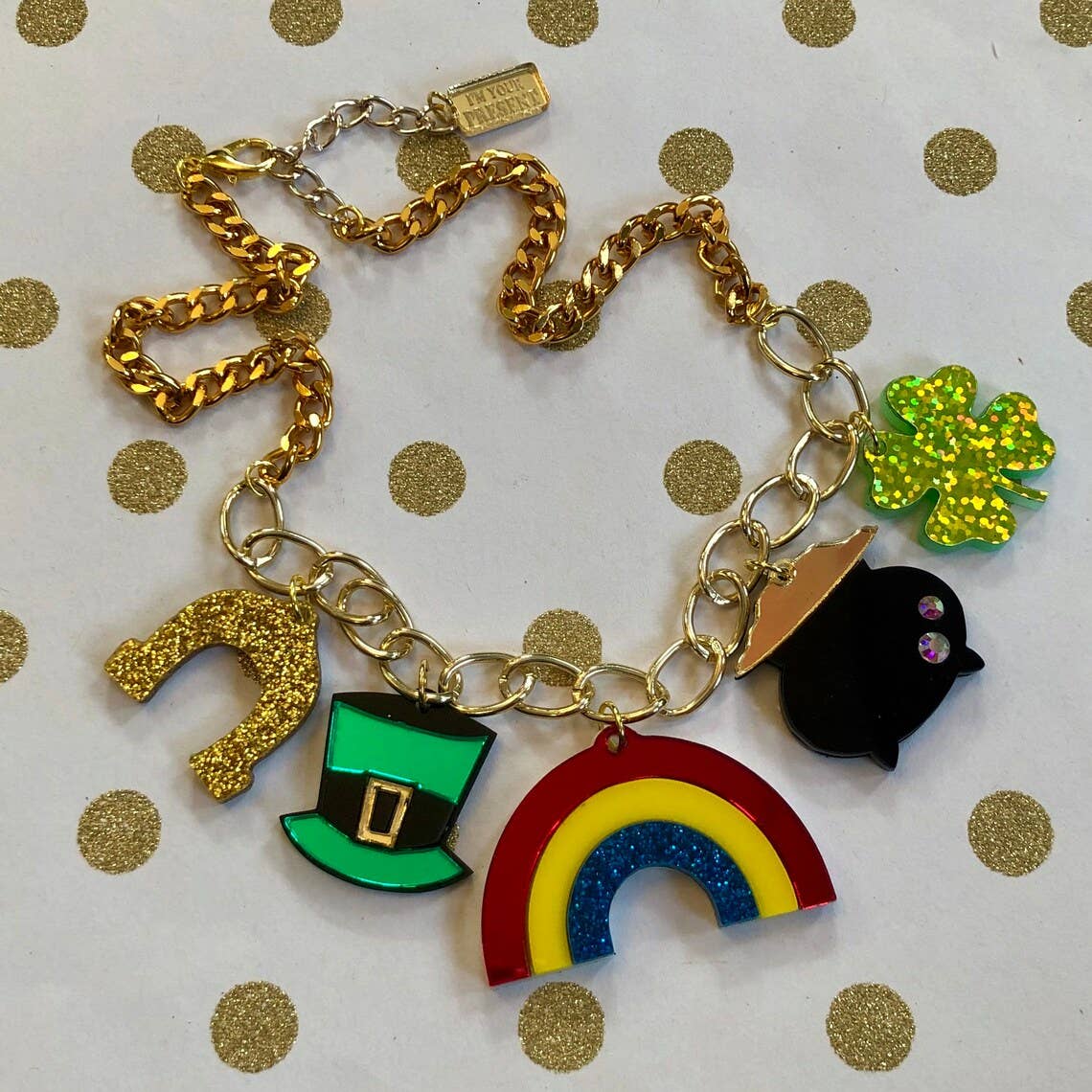 I'm Your Present – wholesale Pendant/charm necklace – Irish Charm St Patrick's Day Laser Cut Acrylic Necklace0