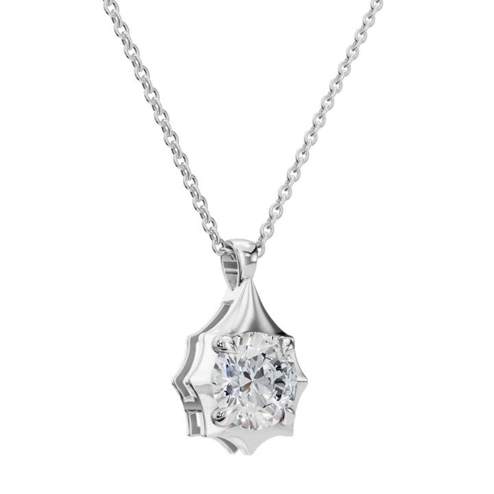 PureYou Jewelry - Wholesale Pendant/charm necklace - 2 CT Round Diamond Solitaire Pendant, 14k Diamond Necklace7