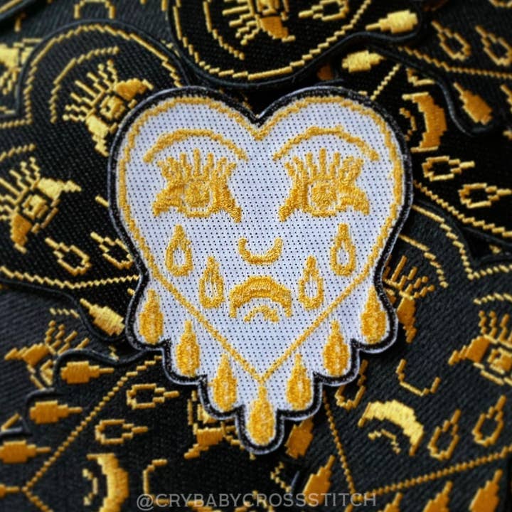 CryBaby Cross Stitch - Wholesale Patch - Weeping Heart iron on patch1