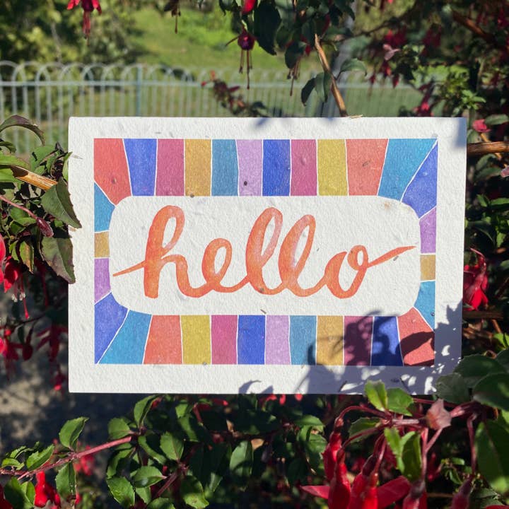 Hello Plantable Eco Friendly Seeded Greetings Card for wholesale by Loop Loop