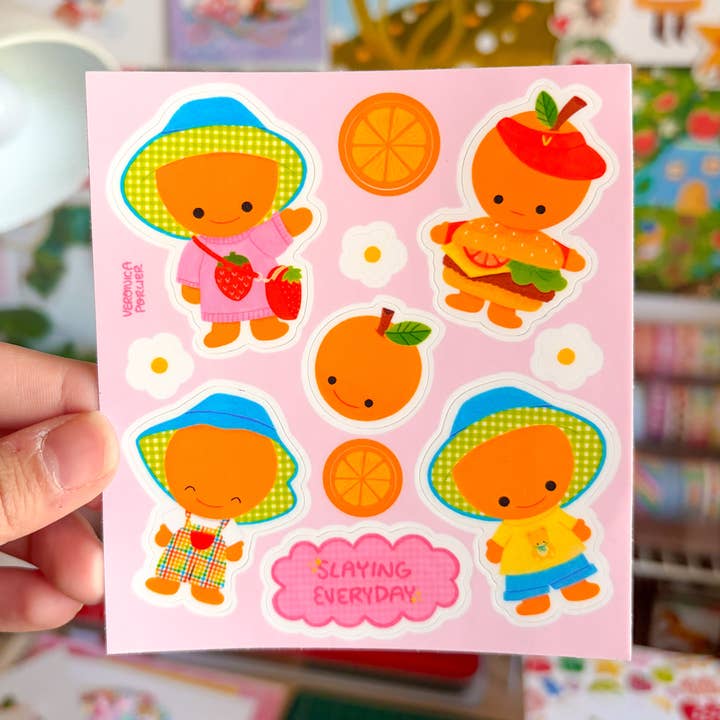 Clementine Slays Stickerbogen für den Großhandel von Veronica Porlier Illustrations