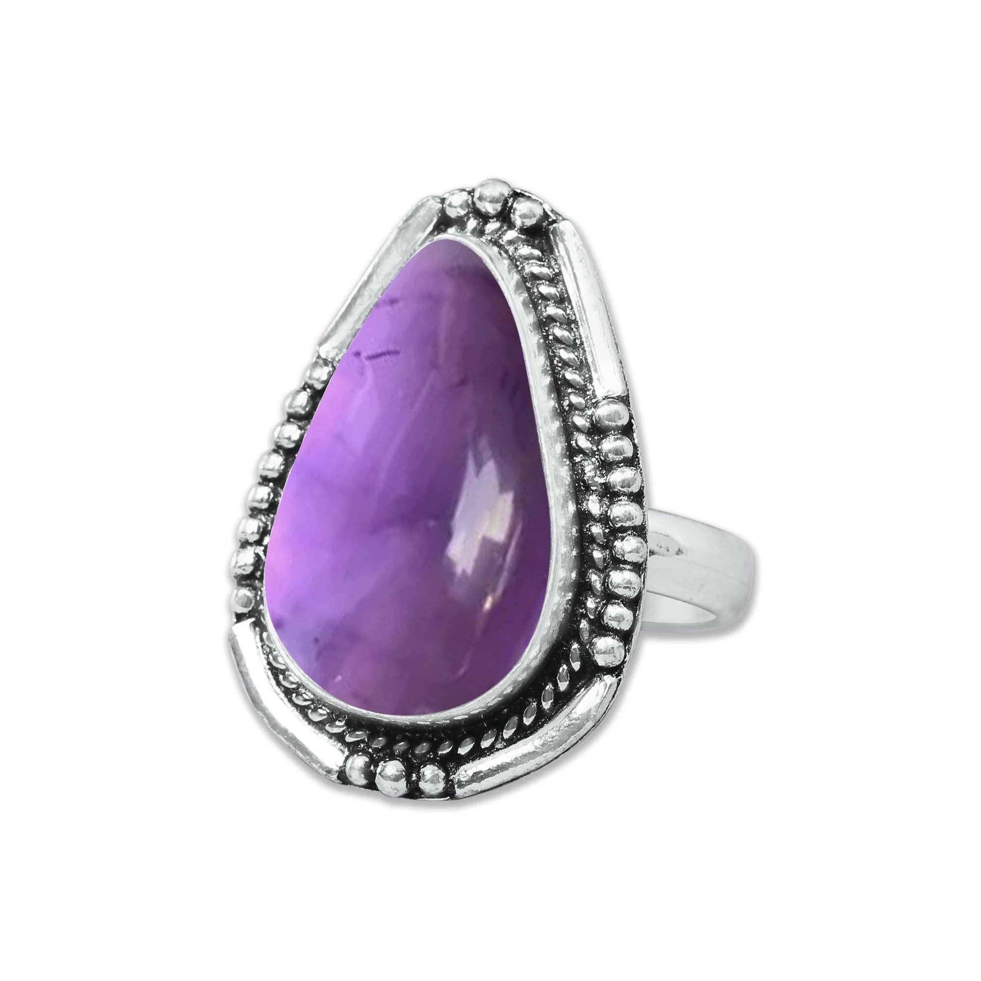 Handmade Jewels - Wholesale Cocktail/Statement Ring - Amethyst Rings for Women – Silver-Plated, Handmade, Deep Purple (US Sizes 6–10, Non-Adjustable)21