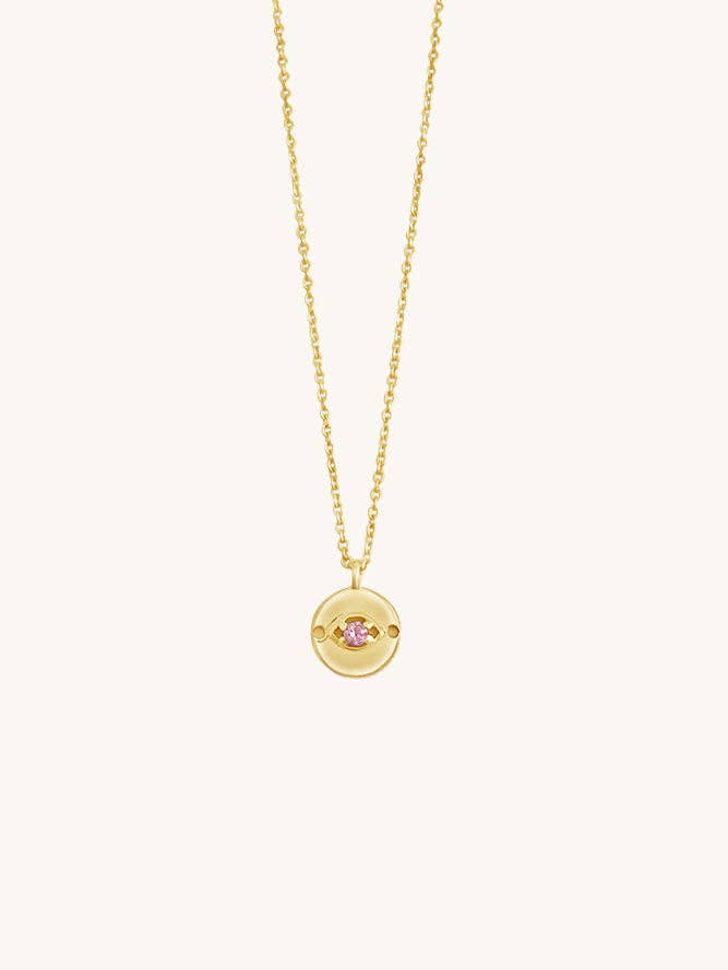 Collier Eye Mauvais - Saphir Rose pour la vente par Sierra Winter Jewelry