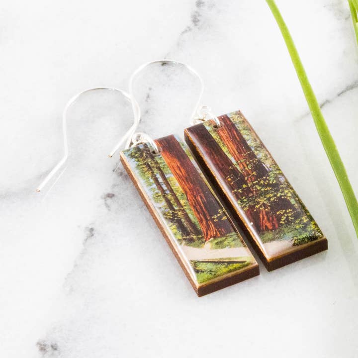 No Man's Land - Vendita all'ingrosso Orecchini pendenti - Orecchini vintage da cartolina del Parco Nazionale di Sequoia California0