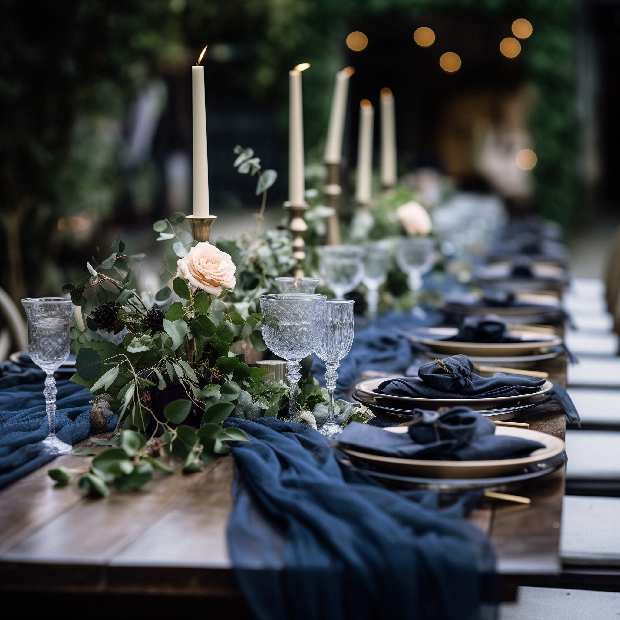 AVAGANTE Design – wholesale Table runner – Table runner -  crinkled cheesecloth runner - Navy blue5