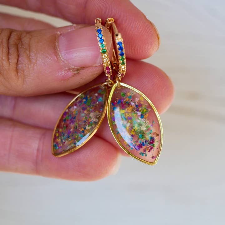 Remedy Designs - Wholesale Huggie Earrings - Rainbow Cubic Zirconia Huggie Hoops8