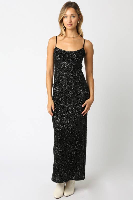 Olivaceous - Wholesale Dress - Women's - Fiona Sequin Dress0