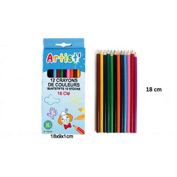 TSJJ - Wholesale Crayons - Kids & Baby - Box of 12 Coloured Pencils 18 cm
