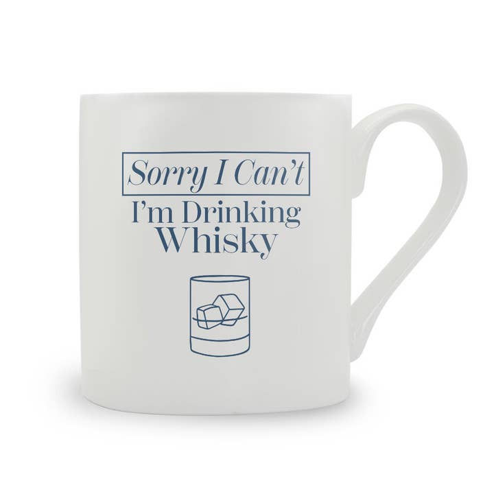 Sorry, ik kan niet, ik drink whisky. Botporseleinen mok voor wholesale door Stubbs Mugs