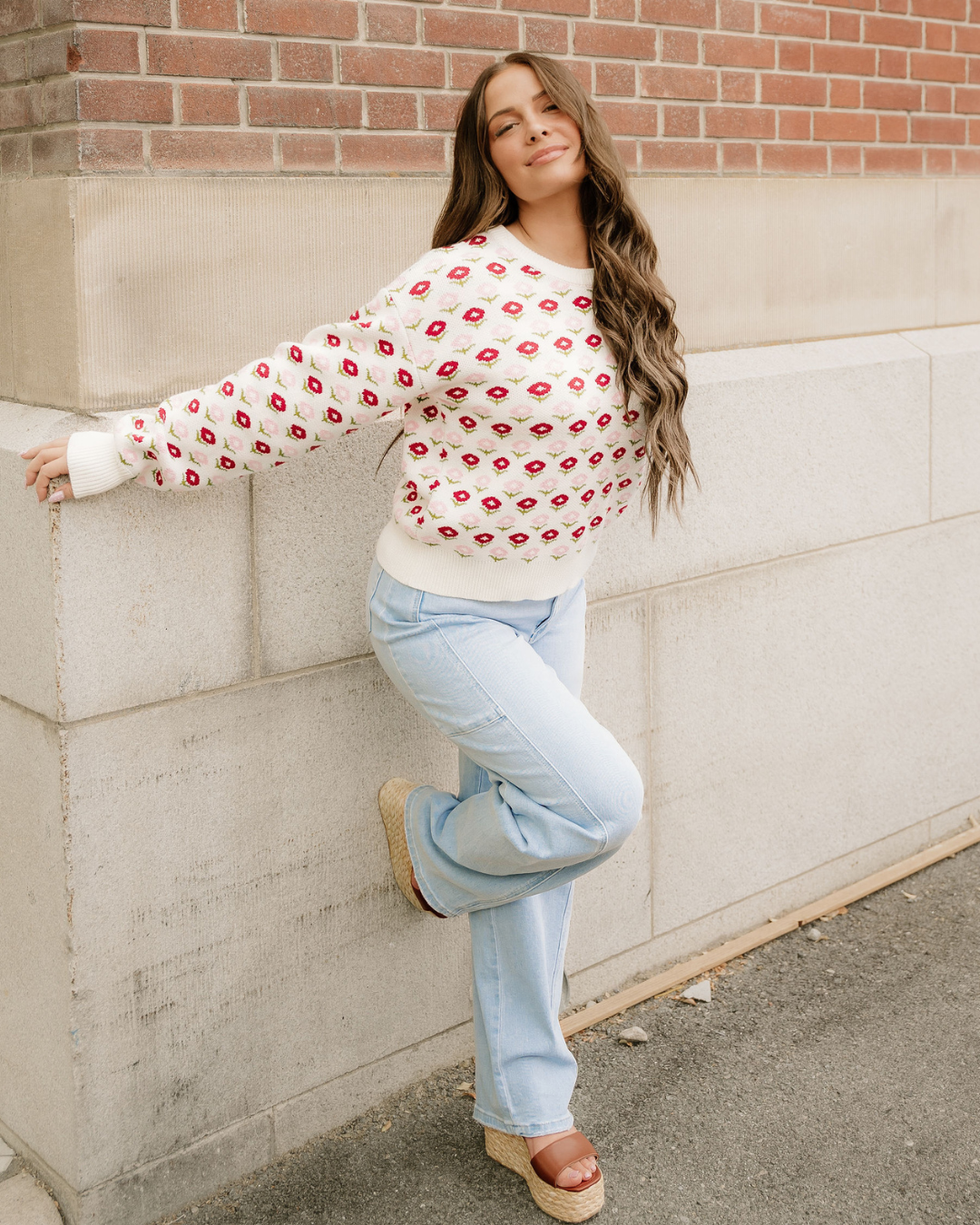 Indie & Co. | Women's Apparel - Wholesale Knit Sweater - Women's - Savannah Floral Sweater | Crew Neck Sweater | Knit Sweater3