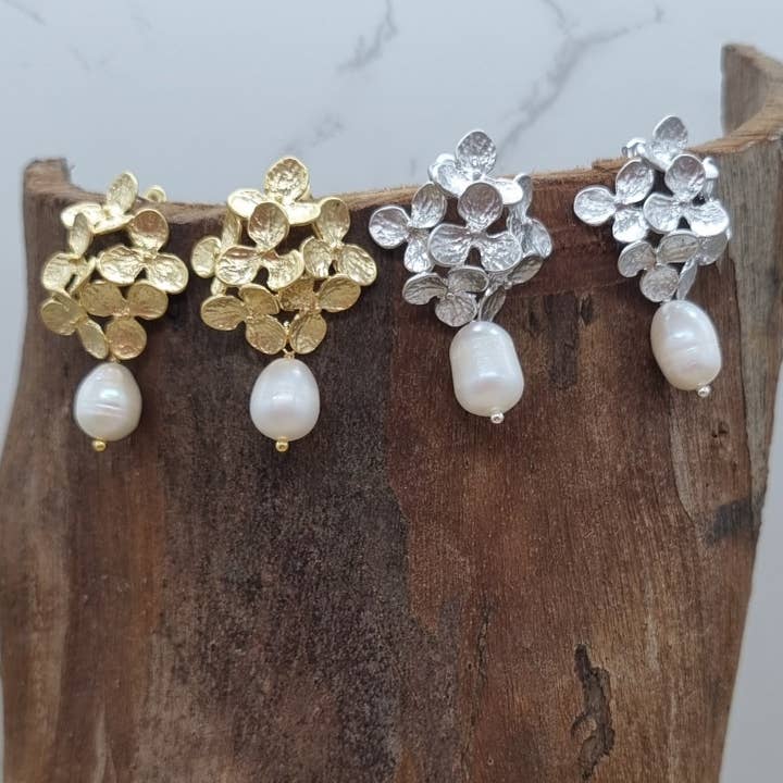 PearlGem Designs - Wholesale Dangle earrings - Margaret Flower Stud Freshwater Pearl Earrings1