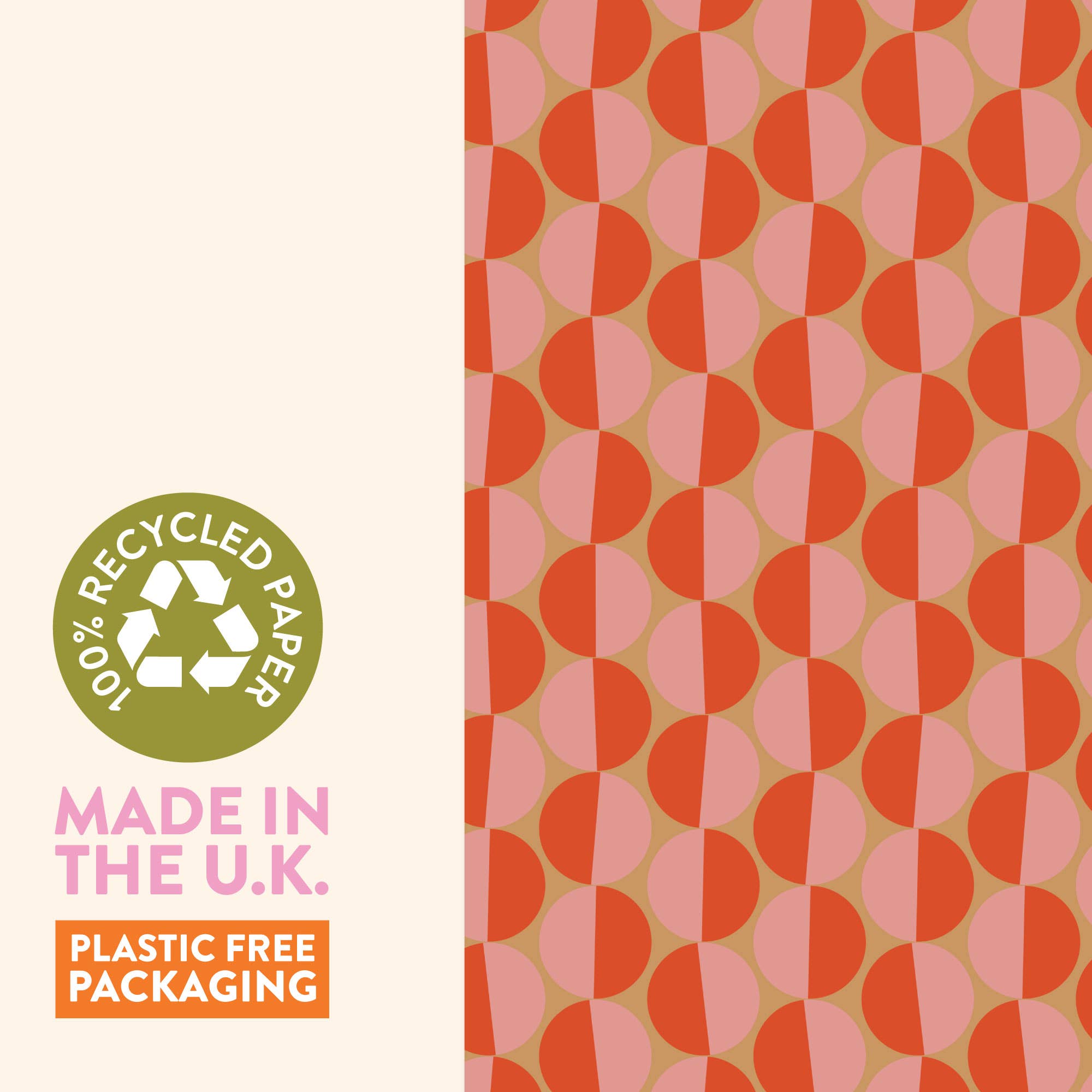 Good Tuesday (Once Upon a Tuesday) - Wholesale Flat wrap - Peach Sunsets Wrapping Paper | Retro Geometric | Recycled2