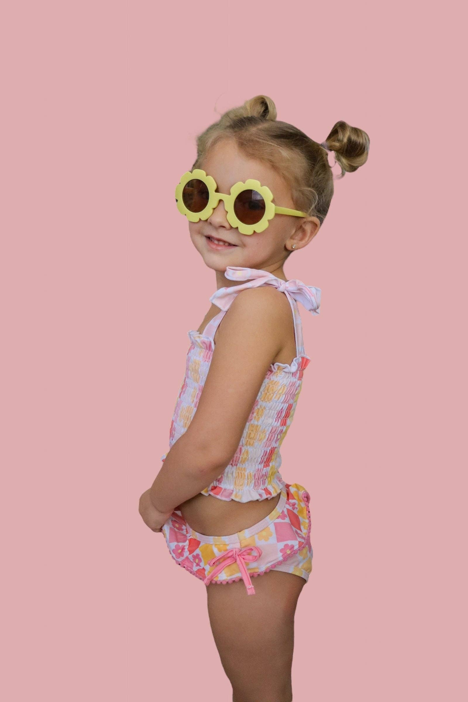 Dream Big Little Co. – wholesale Two-piece swimsuit – Kids – SUMMER SUNSET CHECKERS DREAM SMOCKED TANKINI TWO PIECE SWIM SUIT4