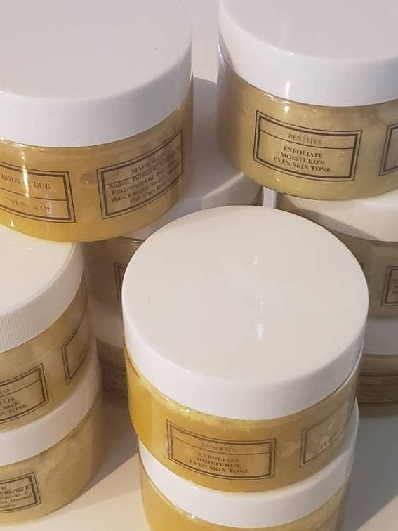 Suikerscrub met kurkuma en gember | groothandel in suikerscrub | private label huidverzorging voor wholesale door Fashion Quality Boutik