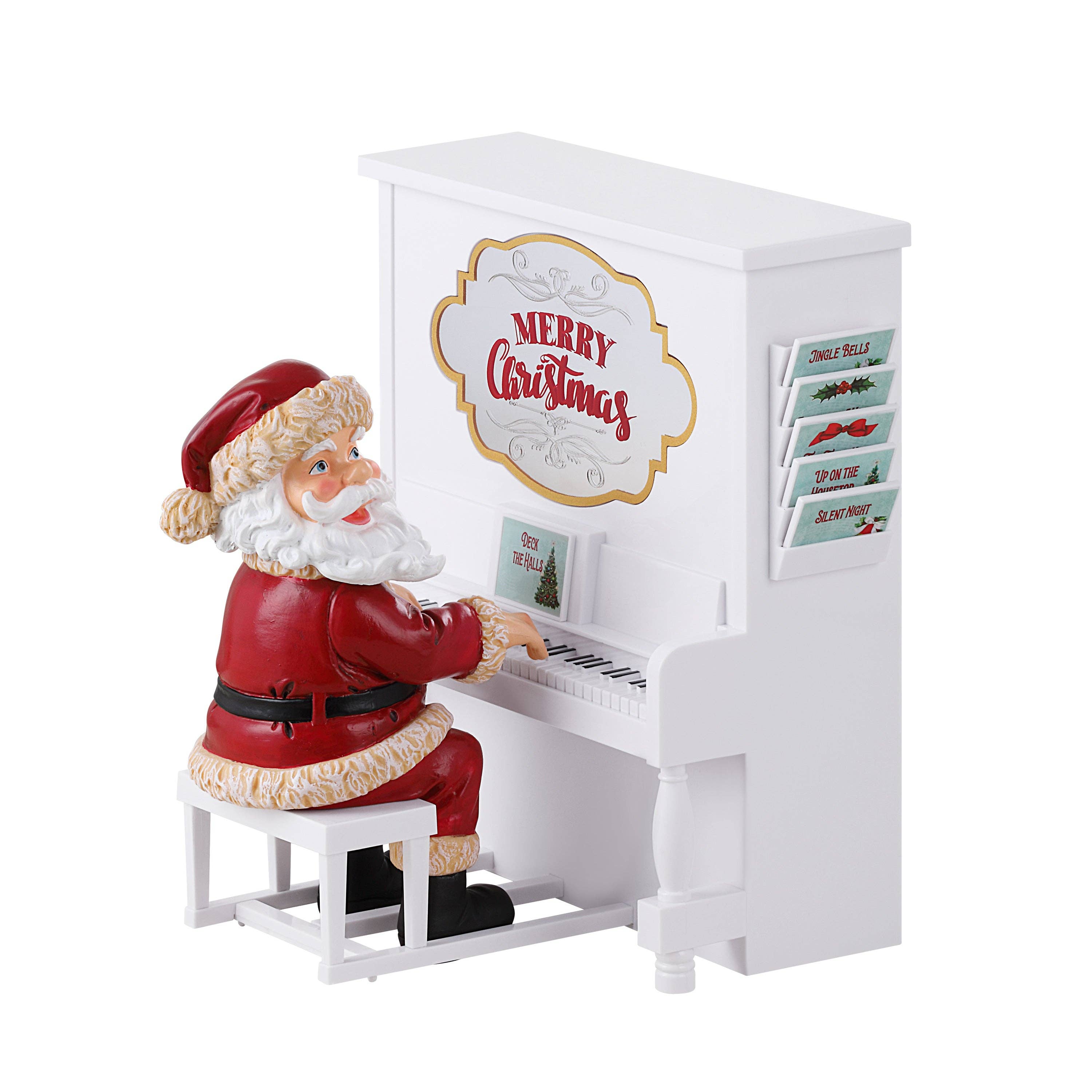 Mr. Christmas - Vente Décoration de Noël - Père Noël chantant animé de 25 cm avec piano blanc1