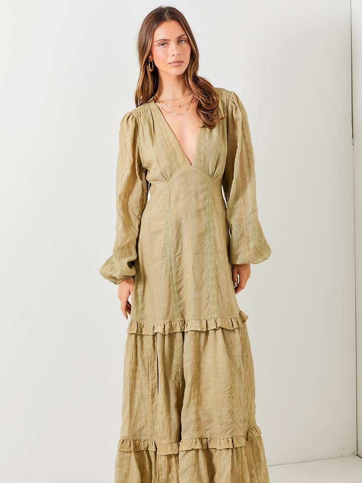 DYB V-HALS MAXI KJOLE MED SLIDS for engroshandel hos Baevely by Wellmade USA