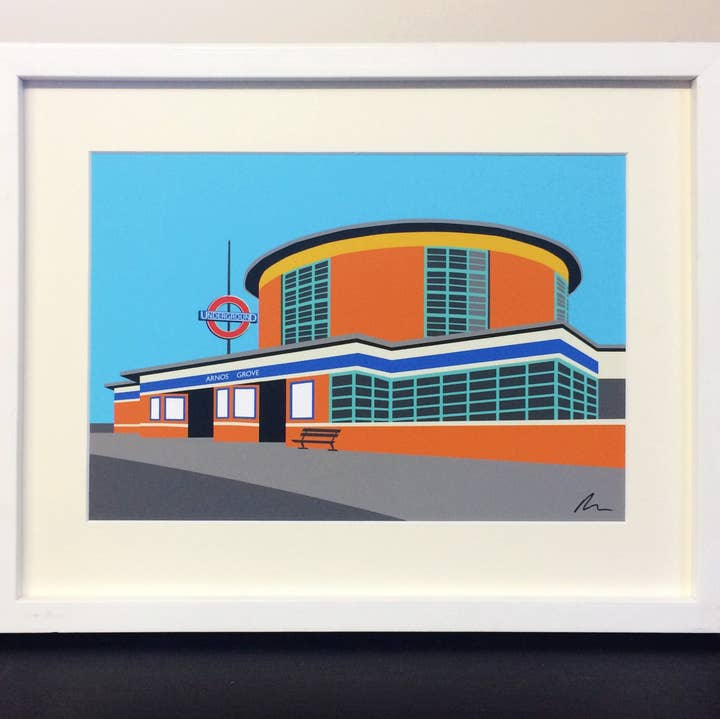 Station Arnos Grove - Impression montée pour la vente par Rebecca Pymar
