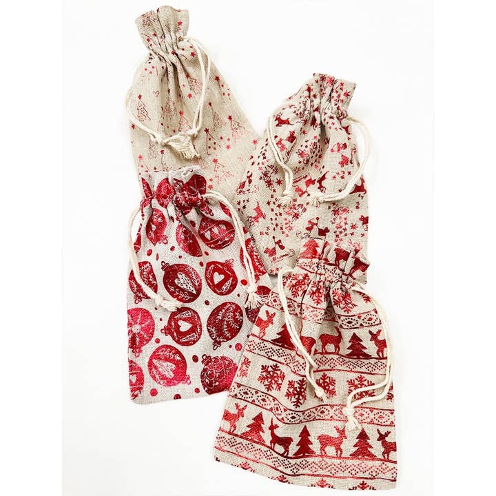 MIX COLOR Foil Printed Christmas Theme Drawstrings Bags for wholesale on Faire2