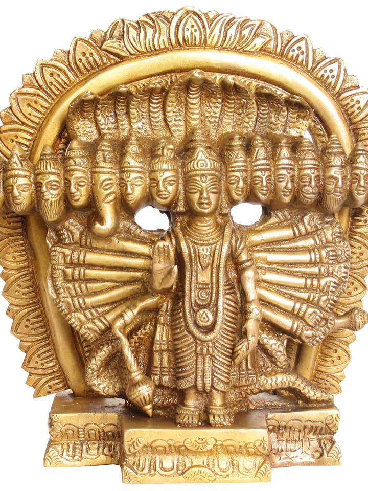 8" Cosmic Form of Lord Vishnu Brass Idol |Handmade Sculpture for wholesale by Exotic India Art