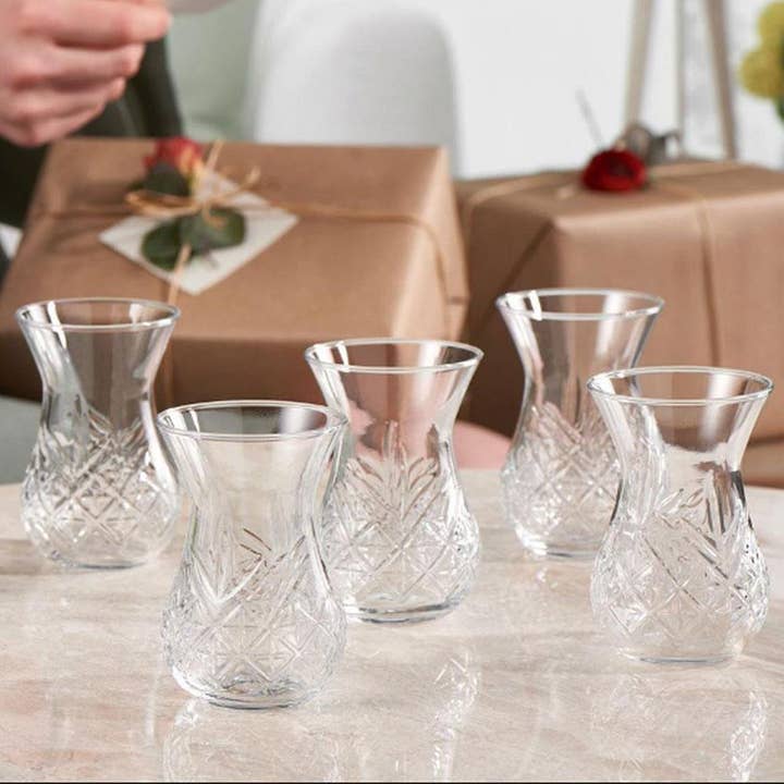 Hakan - Wholesale Coffee/Tea Cup - Pasabahce Timeless Turkish Tea Glasses, 5.75 Oz, 170 cc, Turkish Teacup Set of 6- PB-42881
