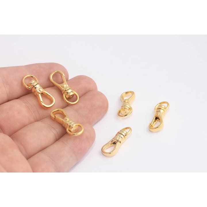 10x25mm 24k Blank Guld Svängbar Karbinhake, MLS262-2 för wholesale av QueenJewelryM