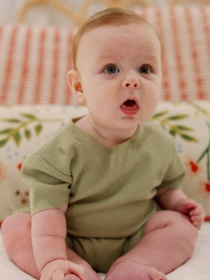 Jo Romper in Green for wholesale by Winnie + Crew