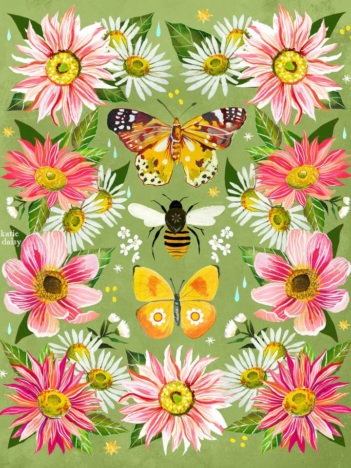 Spring Butterflies Art Print for wholesale by Katie Daisy