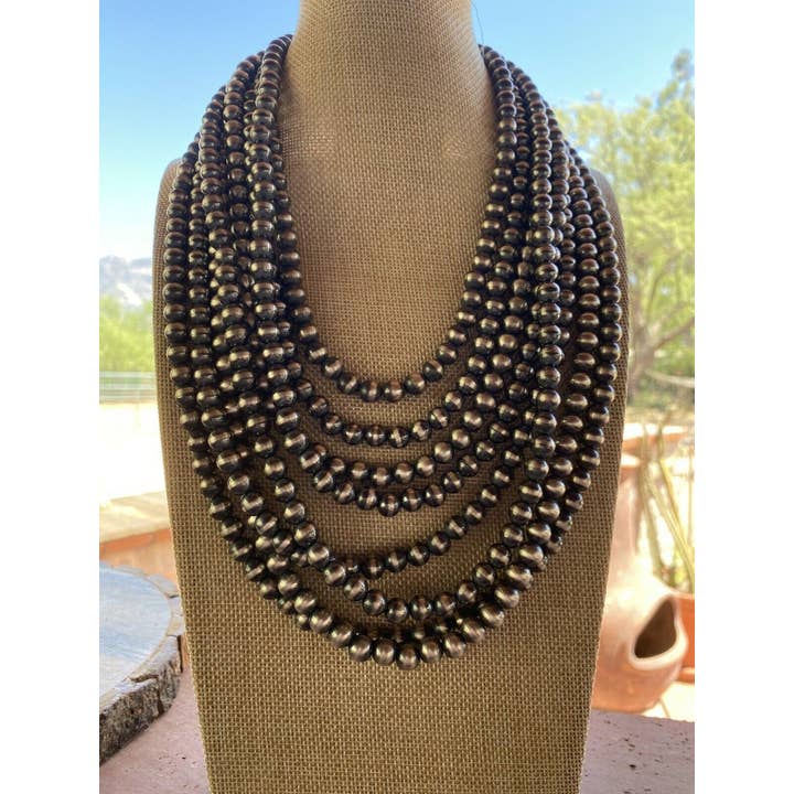 Nizhonitradersllc – Engroshandel Perlehalskæde – 8mm sterlingsølv Navajo perlestil perlehalskæde2