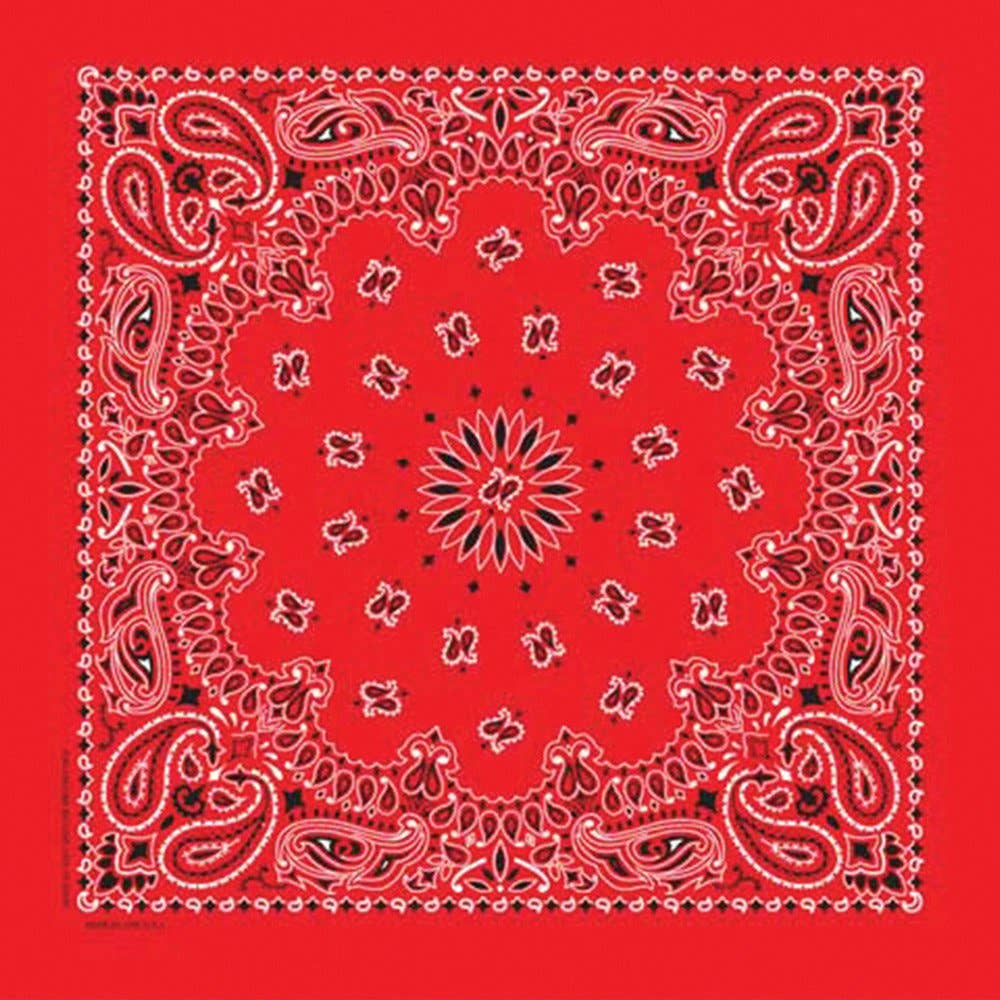 Western Express - Wholesale Bandana - Unisex - Made in the USA - Red Paisley Bandana0