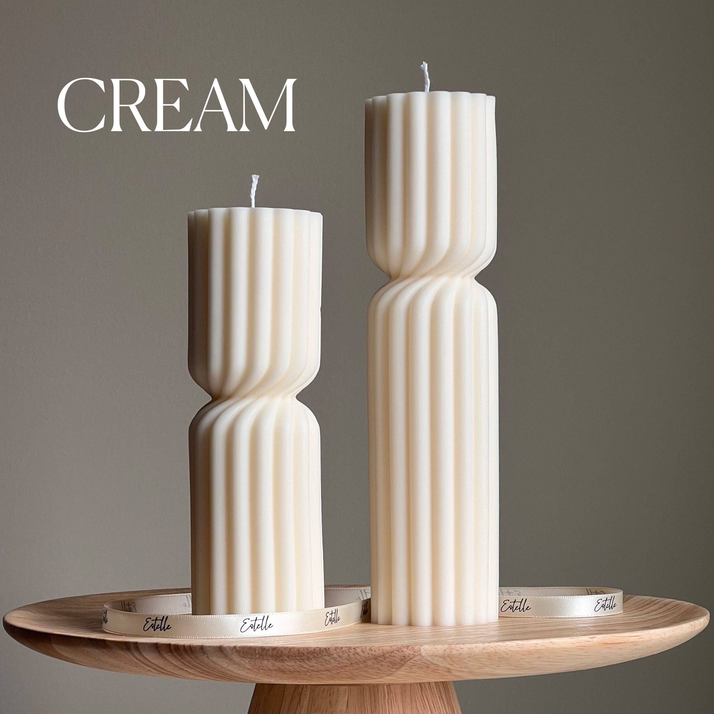 Estelle Studio - Wholesale Pillar Candle - Ribbed Hourglass Soy Pillar Candle: Sculptural Table Decor2