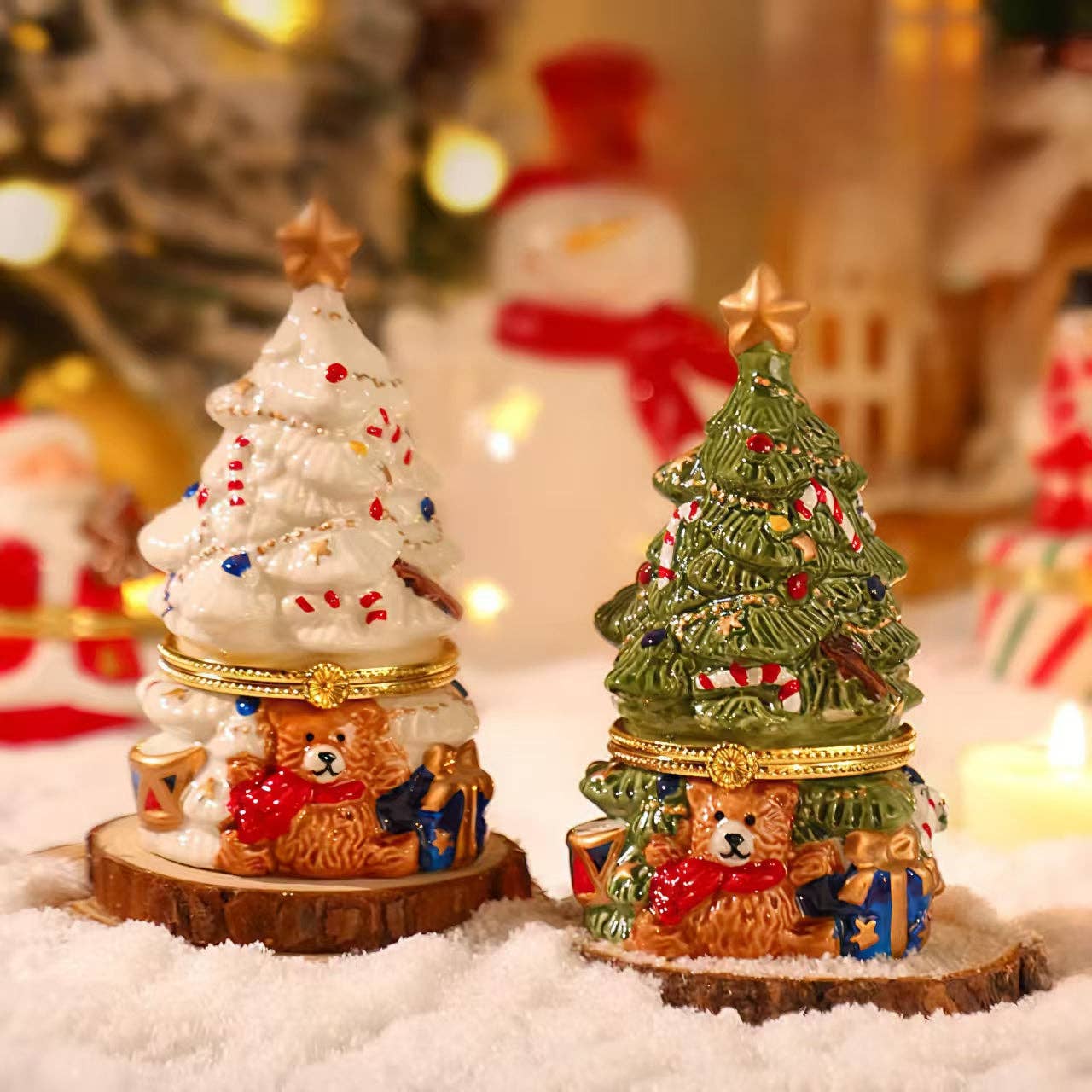 Verdivine - Wholesale Jewelry Box/Organizer - Fuzzy Bear Christmas Tree Trinket Box9