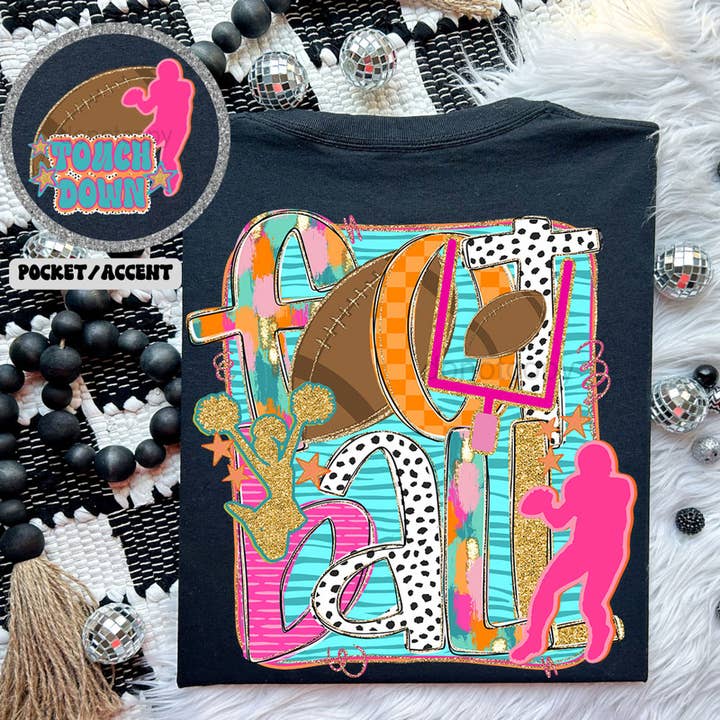 Retro Football Front/Back Tee for wholesale by Trendy Tee Co.