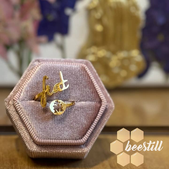 Fiat Adjustable 18k Gold Stacked Ring for wholesale by BeeStill Design