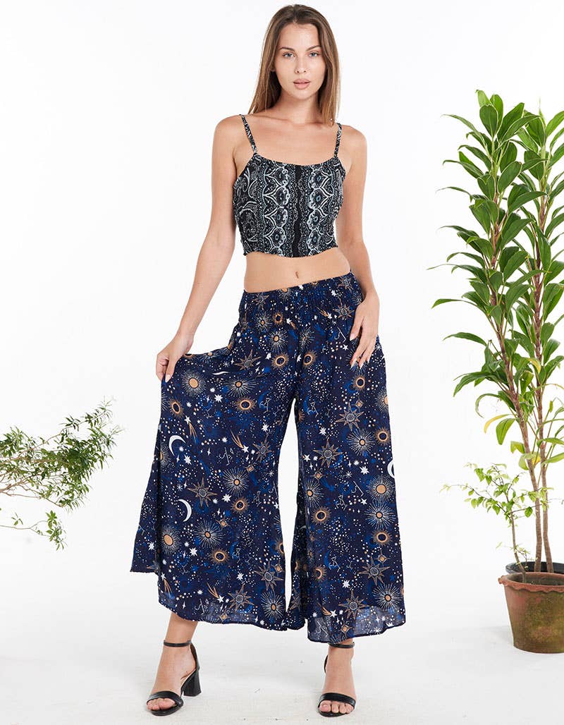 Blue RAYON PALAZZO PANT (TH-1867) for wholesale on Faire2