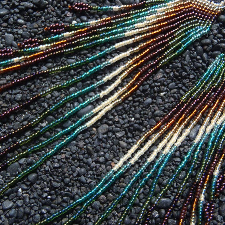 Maui Swan Designs "Celestial Fire" Long Seed Bead Earrings for wholesale by Maui Swan Designs