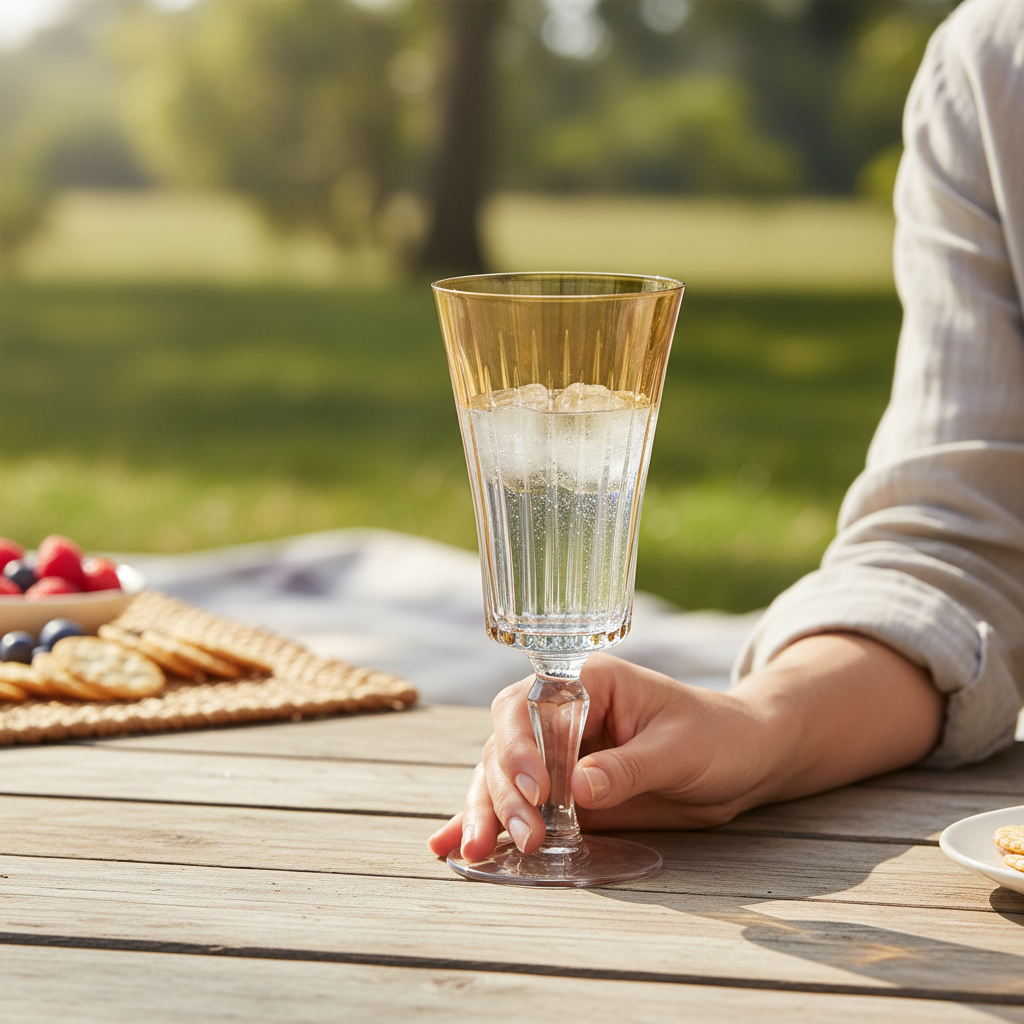 Kadra Kitchenware - Venta al por mayor Copas de vino - Vikko Décor - Copa de agua atemporal de 13 oz, color ámbar1