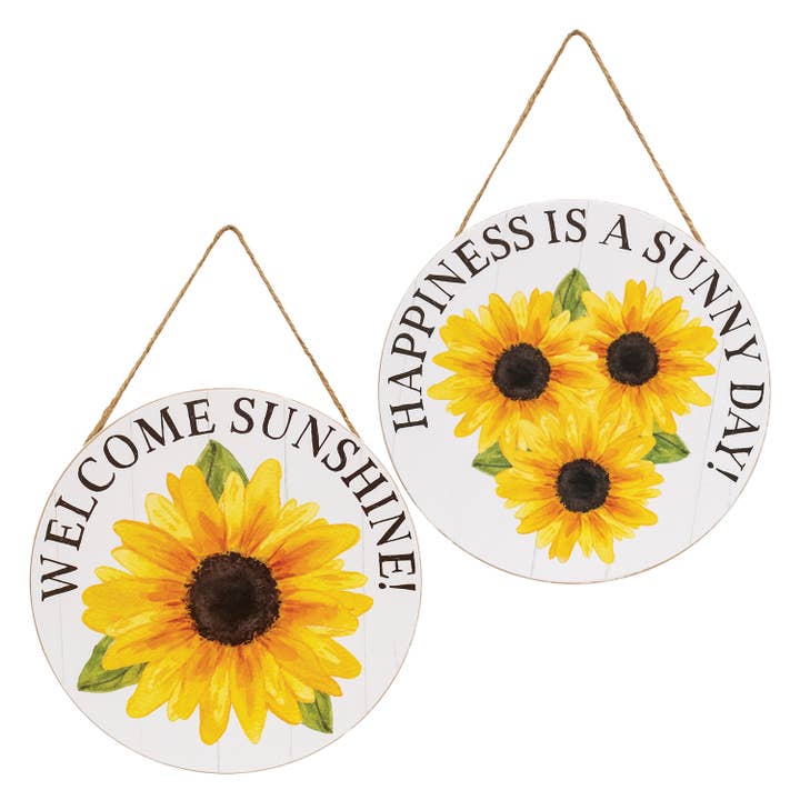 Solig dag rund solrosskylt - 2 Asstd. för wholesale av The Hearthside Collection
