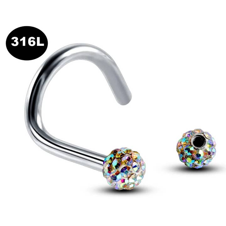 Bodytrend - Venta al por mayor Aretes para la nariz - Tornillos para la nariz, anillo para la nariz-anillo de tornillo para la fosa nasal y bola Ferido -316L