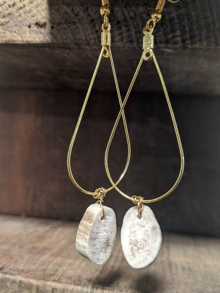 Elk Antler Tear Drop Hoop Earrings for wholesale by Natural A(ntler) F(eather) Jewelry