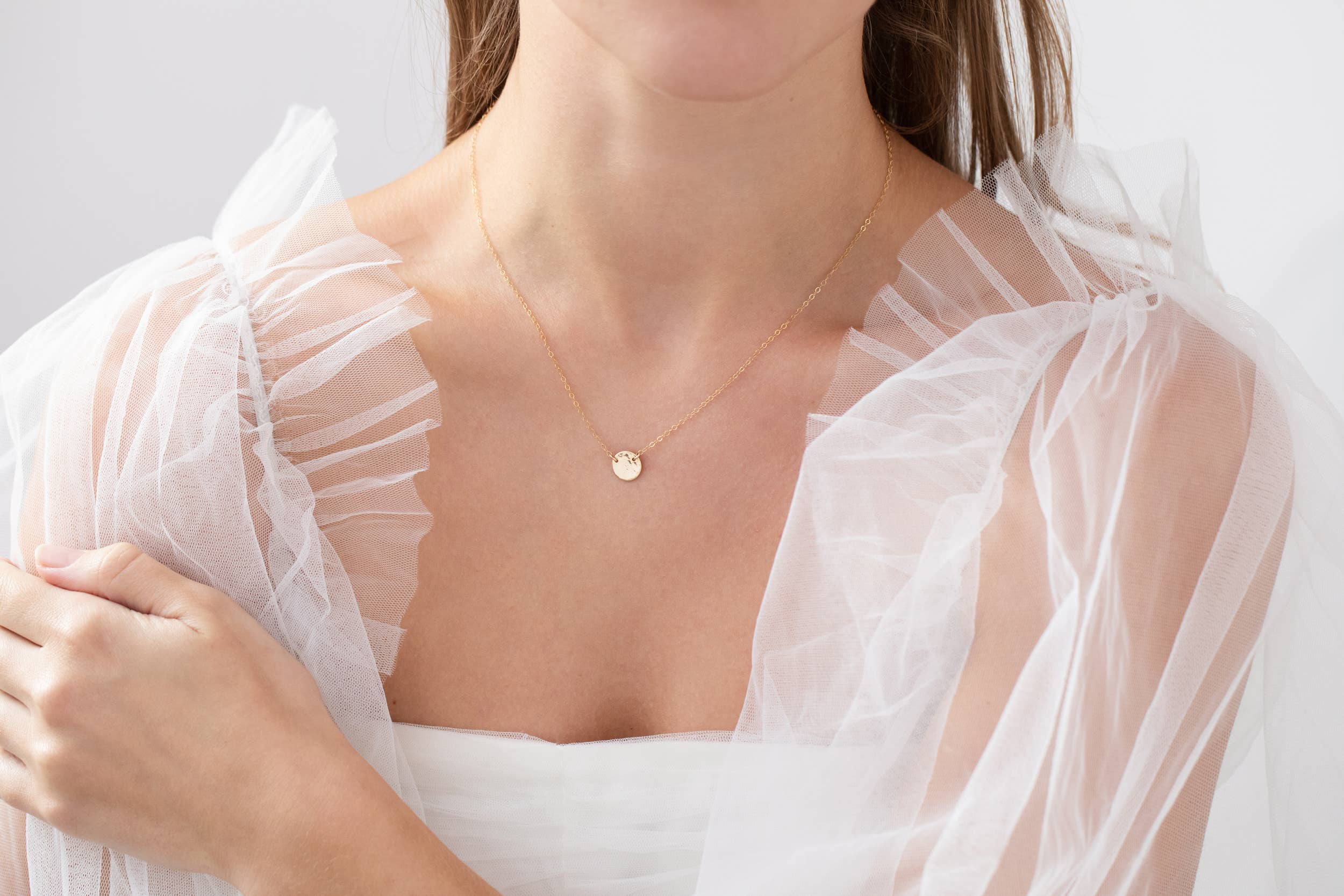 Thira Jewelry - Wholesale Pendant/Charm Necklace - Tiny Gold hammered disc necklace5