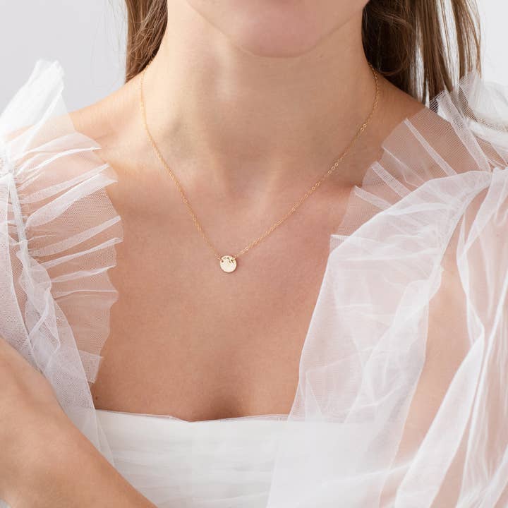 Thira Jewelry - Wholesale Pendant/Charm Necklace - Tiny Gold hammered disc necklace5