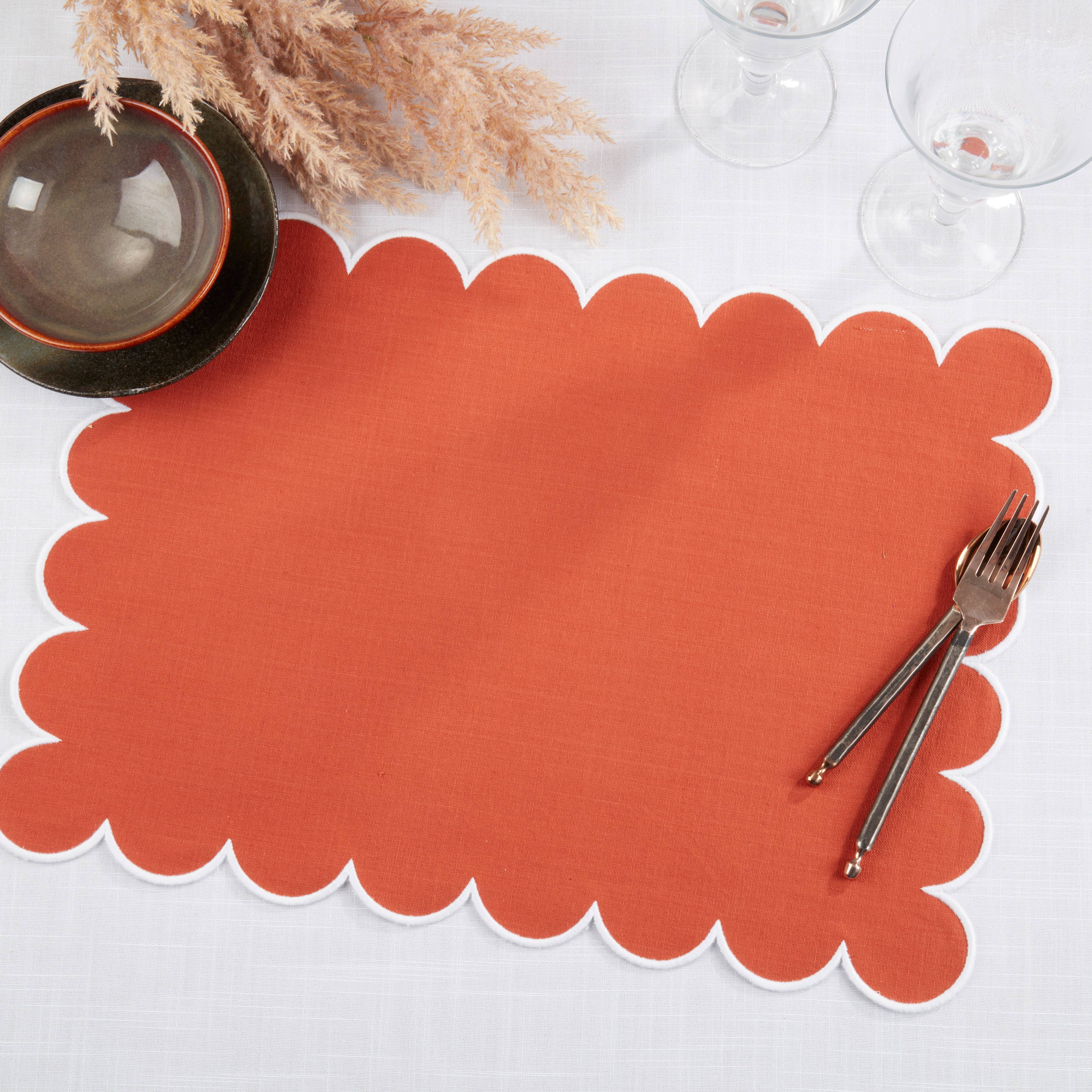 Saro Lifestyle – wholesale Placemat – Cotton Scalloped Placemat21