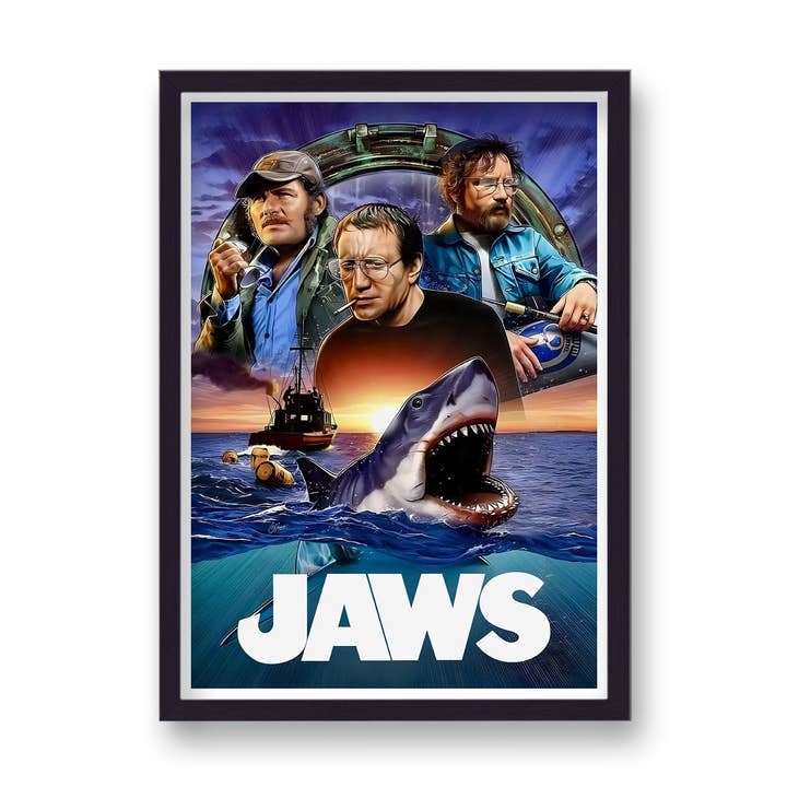 Affiche de film réimaginée Les Dents de la mer Nouveau 1 Quint Hooper Brody Requin pour la vente par Gallery Print and Art