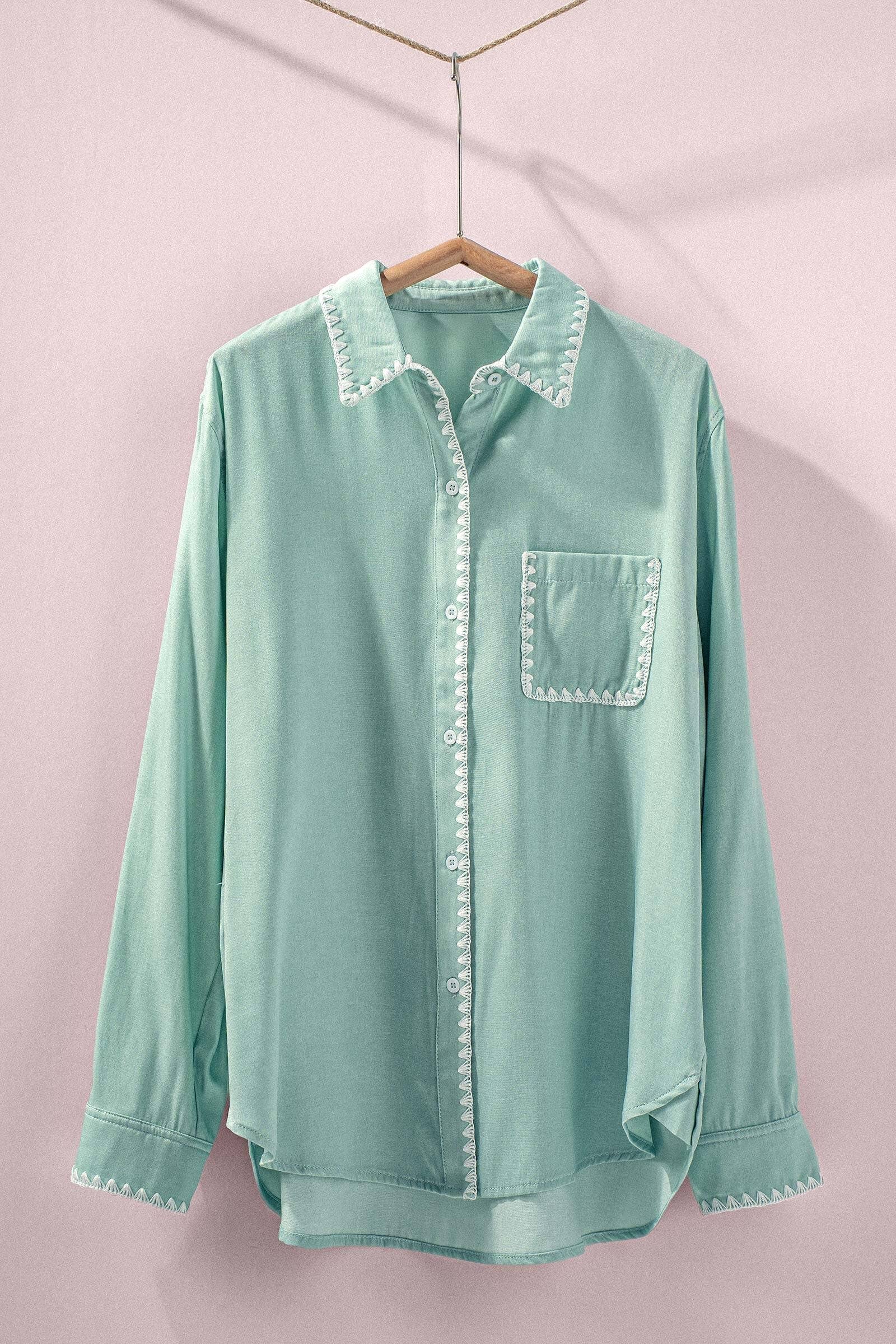 Urban Daizy - Vente Chemise à col boutonné – femme - Chemise à manches longues en soie lisse19