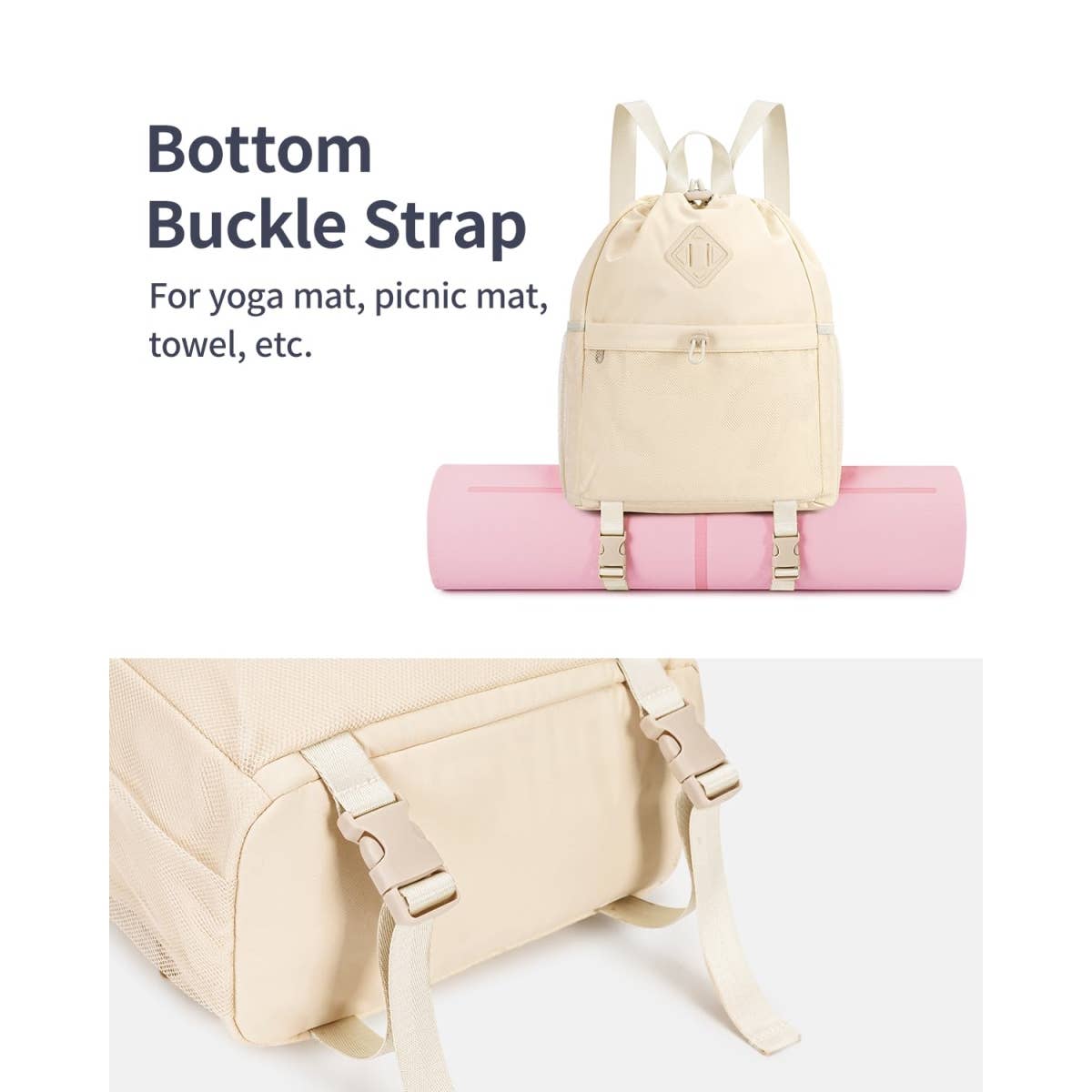 wandf - Vente Sac à cordon de serrage – unisexe - Sac à dos de sport avec cordon de serrage et sangle pour tapis de yoga37