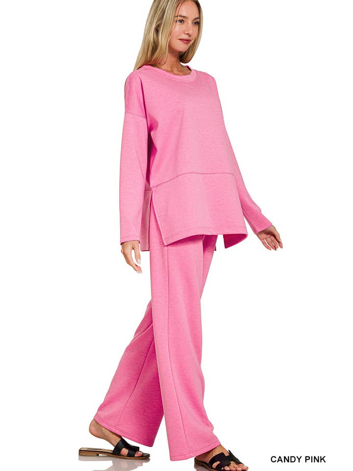 42POPS - Wholesale Lounge Set - Women's - ...1024 Scuba Side Slit Top & Pants Set SI-28968