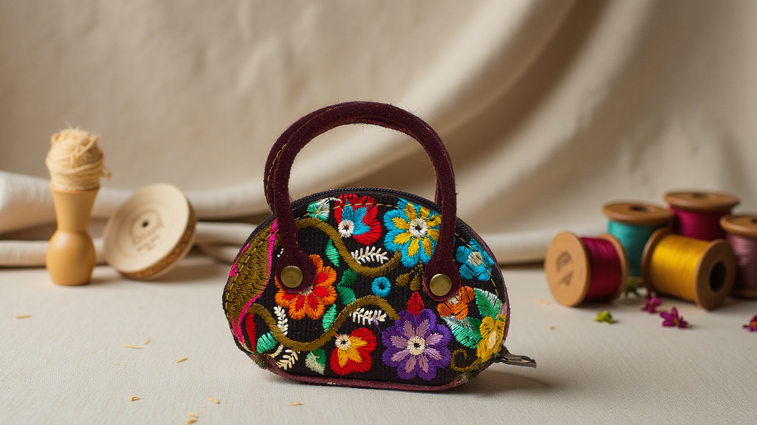 Terra Natural Designs – wholesale Myntväska - Dam – Läder/Mocka Börs - Fall av fyra5