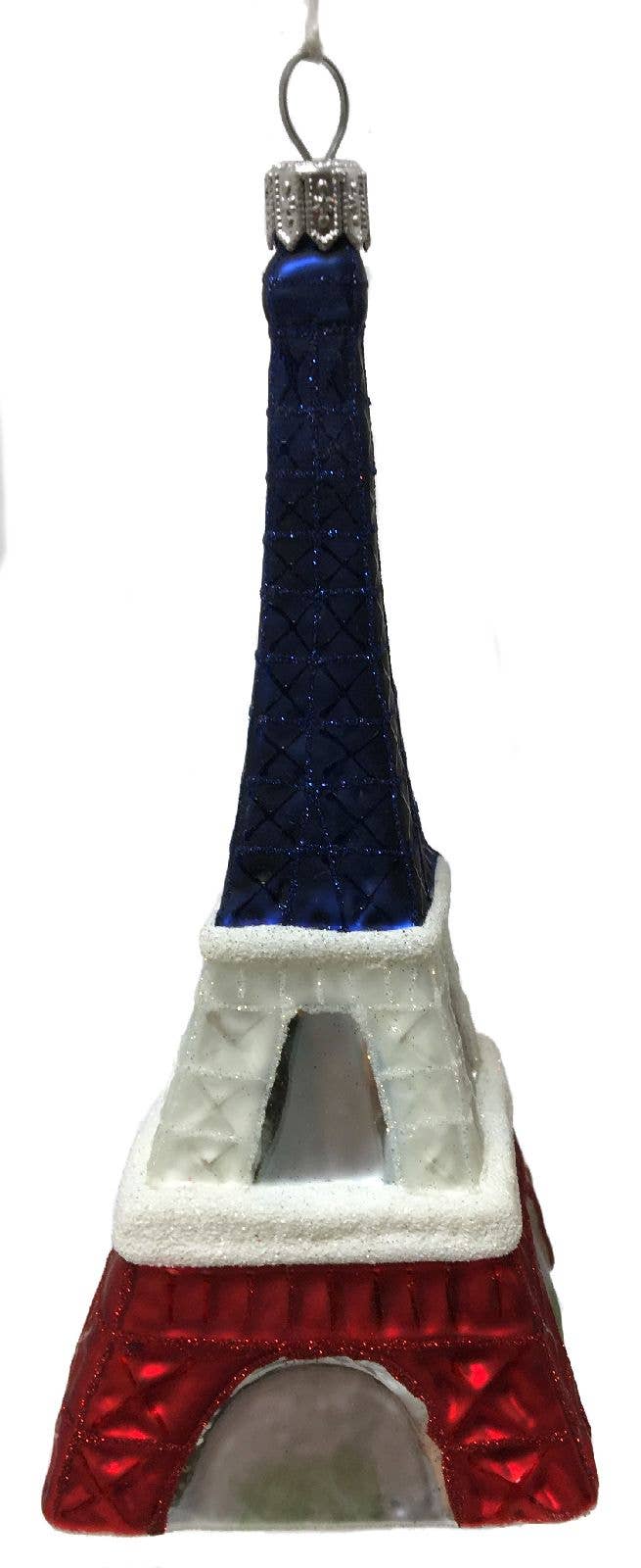 Pinnacle Peak Trading - Wholesale Ornament - French Flag Colored Eiffel Tower Glass Christmas Ornament